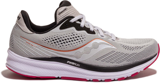 Women's Saucony Ride 14, Fog/Cherry, 6 B Medium